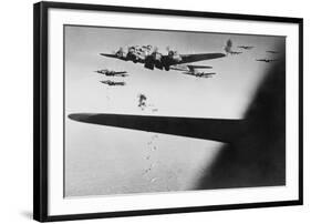 American B-17S Drop Bombs over Meudon-null-Framed Photo