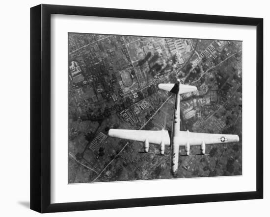 American B-29 Super Fortress Bomber over Nakajima Aircraft Co.-null-Framed Photo