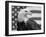 American Bald Eagle Portrait Against USA Flag-Lynn M. Stone-Framed Photographic Print