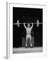 American Bantamweight Joseph Depietro Competing in Weightlifting Event at Summer Olympics-Mark Kauffman-Framed Premium Photographic Print