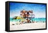 American Beach - In the Style of Oil Painting-Philippe Hugonnard-Framed Stretched Canvas