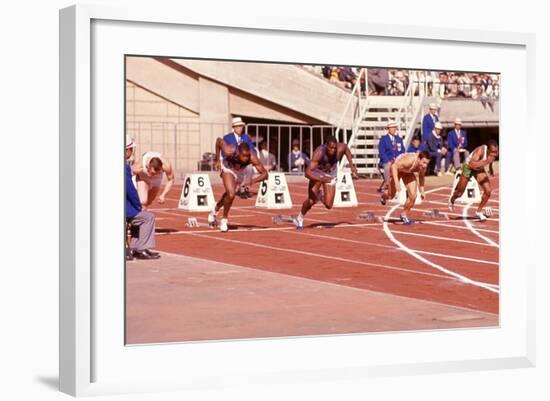 American Bob Hayes Taking Off from the Starting Block at Tokyo 1964 Summer Olympics, Japan-Art Rickerby-Framed Photographic Print