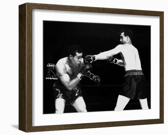 American Boxer Joe Louis (L) Fighting with Billy Conn 1946-null-Framed Photo