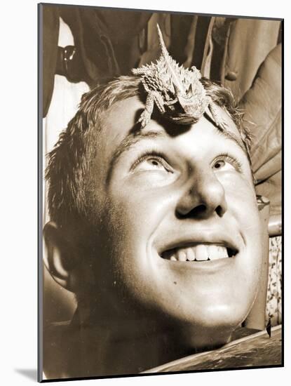 American Boyscout with a Horned Toad on His Head, Brooklyn New York C.1943-null-Mounted Photographic Print