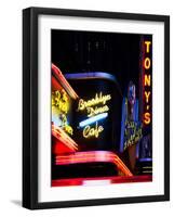 American Brooklyn Diner Cafe at Times Square by Night, Manhattan, New York City, US, USA-Philippe Hugonnard-Framed Photographic Print