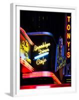 American Brooklyn Diner Cafe at Times Square by Night, Manhattan, New York City, US, USA-Philippe Hugonnard-Framed Premium Photographic Print