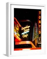 American Brooklyn Diner Cafe at Times Square by Night, Manhattan, NYC, US, USA, Vintage Colors-Philippe Hugonnard-Framed Photographic Print