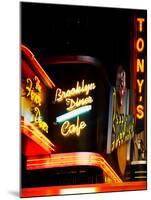 American Brooklyn Diner Cafe at Times Square by Night, Manhattan, NYC, US, USA, Vintage Colors-Philippe Hugonnard-Mounted Premium Photographic Print