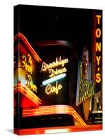 American Brooklyn Diner Cafe at Times Square by Night, Manhattan, NYC, US, USA, Vintage Colors-Philippe Hugonnard-Stretched Canvas