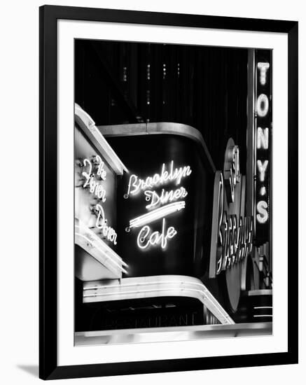 American Brooklyn Diner Cafe at Times Square by Night, Manhattan, NYC, USA-Philippe Hugonnard-Framed Photographic Print