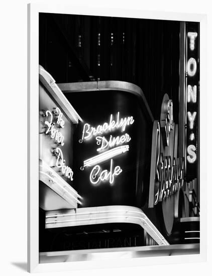 American Brooklyn Diner Cafe at Times Square by Night, Manhattan, NYC, USA-Philippe Hugonnard-Framed Photographic Print