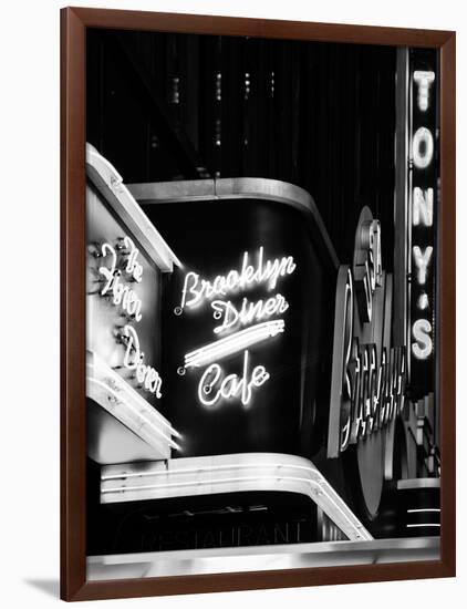 American Brooklyn Diner Cafe at Times Square by Night, Manhattan, NYC, USA-Philippe Hugonnard-Framed Photographic Print