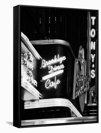 American Brooklyn Diner Cafe at Times Square by Night, Manhattan, NYC, USA-Philippe Hugonnard-Framed Stretched Canvas