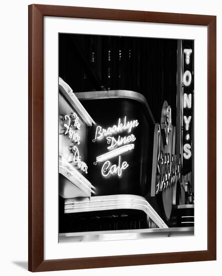 American Brooklyn Diner Cafe at Times Square by Night, Manhattan, NYC, USA-Philippe Hugonnard-Framed Photographic Print