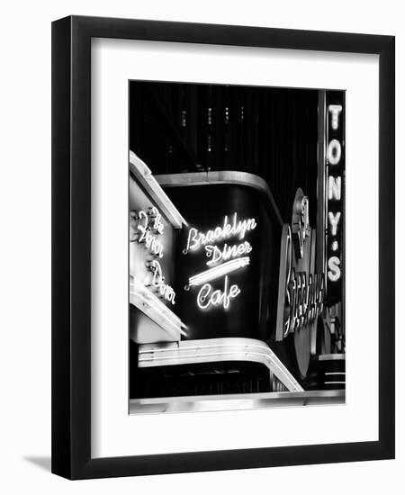 American Brooklyn Diner Cafe at Times Square by Night, Manhattan, NYC, USA-Philippe Hugonnard-Framed Premium Photographic Print