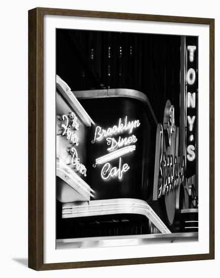 American Brooklyn Diner Cafe at Times Square by Night, Manhattan, NYC, USA-Philippe Hugonnard-Framed Premium Photographic Print