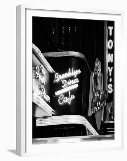 American Brooklyn Diner Cafe at Times Square by Night, Manhattan, NYC, USA-Philippe Hugonnard-Framed Premium Photographic Print