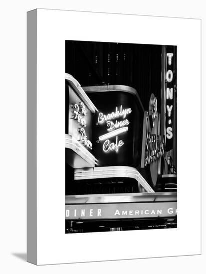 American Brooklyn Diner Cafe at Times Square by Night, Manhattan, NYC, White Frame-Philippe Hugonnard-Stretched Canvas