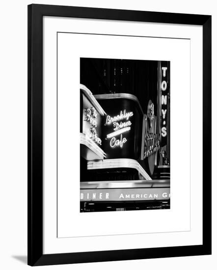 American Brooklyn Diner Cafe at Times Square by Night, Manhattan, NYC, White Frame-Philippe Hugonnard-Framed Art Print