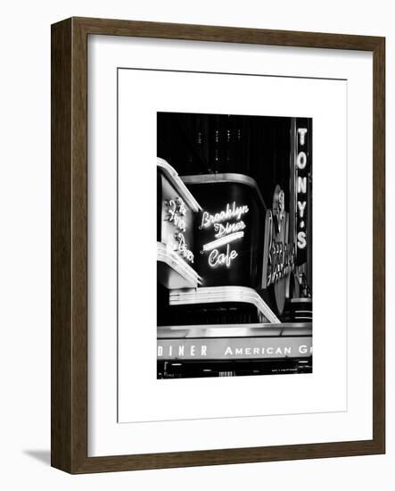 American Brooklyn Diner Cafe at Times Square by Night, Manhattan, NYC, White Frame-Philippe Hugonnard-Framed Art Print