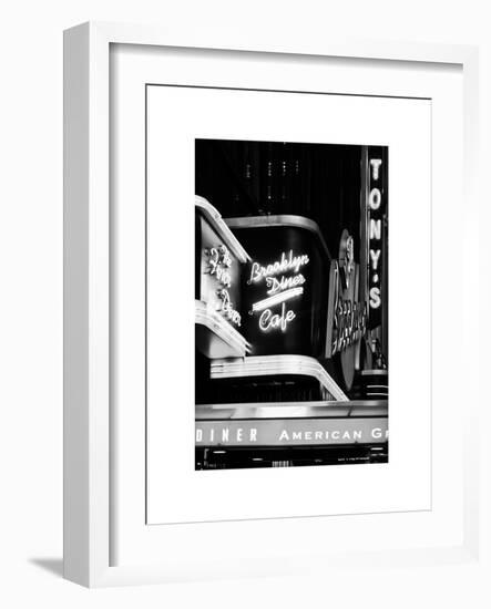 American Brooklyn Diner Cafe at Times Square by Night, Manhattan, NYC, White Frame-Philippe Hugonnard-Framed Art Print