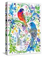 American Buntings and Titmouse Birds-Isabelle Brent-Stretched Canvas