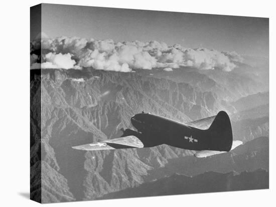American C-46 Transport Flying "The Hump" a Long, Difficult Flight over the Himalayas-William Vandivert-Stretched Canvas