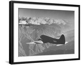 American C-46 Transport Flying "The Hump" a Long, Difficult Flight over the Himalayas-William Vandivert-Framed Photographic Print