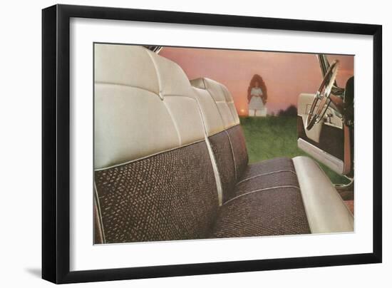 American Car Interior with Saintly Vision-null-Framed Art Print