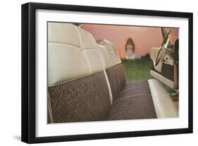 American Car Interior with Saintly Vision-null-Framed Art Print