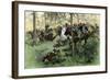 American Cavalry Charge Covering Retreat at the Battle of Hobkirk's Hill, Revolutionary War, 1781-null-Framed Giclee Print