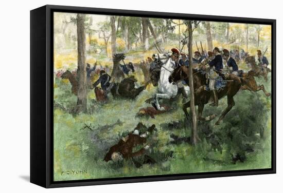 American Cavalry Charge Covering Retreat at the Battle of Hobkirk's Hill, Revolutionary War, 1781-null-Framed Stretched Canvas