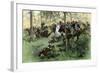 American Cavalry Charge Covering Retreat at the Battle of Hobkirk's Hill, Revolutionary War, 1781-null-Framed Premium Giclee Print