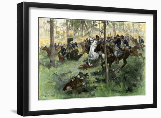 American Cavalry Charge Covering Retreat at the Battle of Hobkirk's Hill, Revolutionary War, 1781-null-Framed Giclee Print