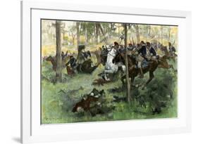 American Cavalry Charge Covering Retreat at the Battle of Hobkirk's Hill, Revolutionary War, 1781-null-Framed Giclee Print
