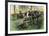 American Cavalry Charge Covering Retreat at the Battle of Hobkirk's Hill, Revolutionary War, 1781-null-Framed Giclee Print