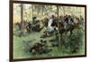 American Cavalry Charge Covering Retreat at the Battle of Hobkirk's Hill, Revolutionary War, 1781-null-Framed Giclee Print