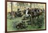 American Cavalry Charge Covering Retreat at the Battle of Hobkirk's Hill, Revolutionary War, 1781-null-Framed Giclee Print