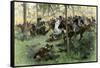 American Cavalry Charge Covering Retreat at the Battle of Hobkirk's Hill, Revolutionary War, 1781-null-Framed Stretched Canvas