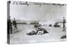 American Cavalry Men with Horses as Shields during Weapon Firing-null-Stretched Canvas