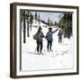 American Cavalry Officers Inspecting Yellowstone Park Skis, Years 1890. Colour Engraving from a Pai-null-Framed Giclee Print