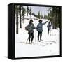 American Cavalry Officers Inspecting Yellowstone Park Skis, Years 1890. Colour Engraving from a Pai-null-Framed Stretched Canvas