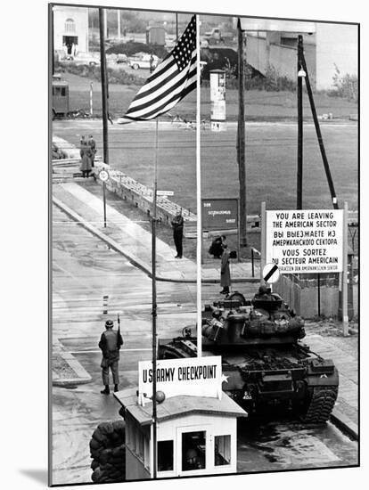 American Checkpoint on the Friedrichstrasse Crossing Point on the East-West Berlin Border-null-Mounted Photo