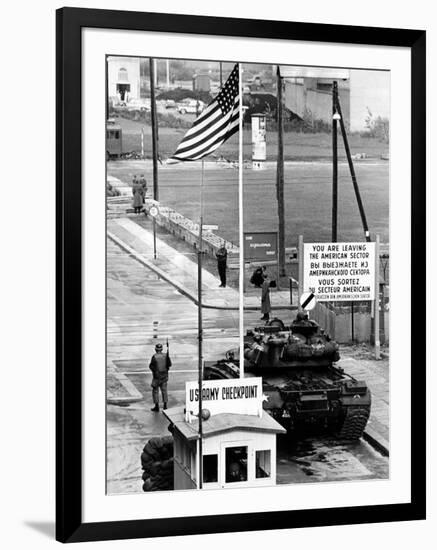American Checkpoint on the Friedrichstrasse Crossing Point on the East-West Berlin Border-null-Framed Photo