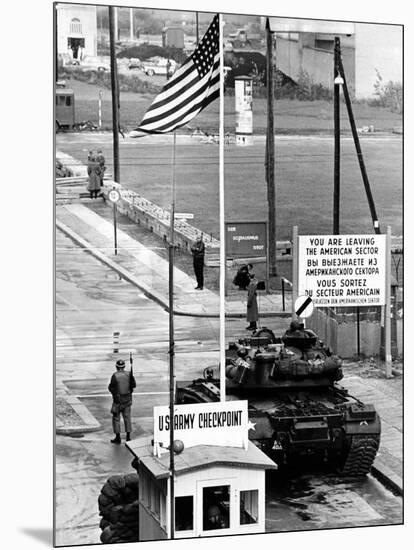 American Checkpoint on the Friedrichstrasse Crossing Point on the East-West Berlin Border-null-Mounted Photo