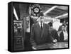 American Chess Champion Robert J. Fischer Playing Pinball-Carl Mydans-Framed Stretched Canvas