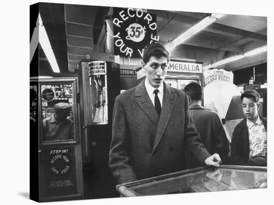 American Chess Champion Robert J. Fischer Playing Pinball-Carl Mydans-Stretched Canvas