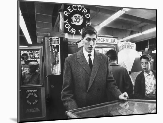 American Chess Champion Robert J. Fischer Playing Pinball-Carl Mydans-Mounted Premium Photographic Print