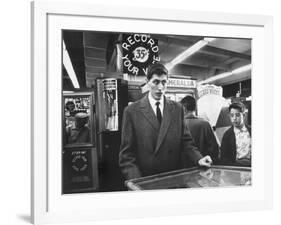 American Chess Champion Robert J. Fischer Playing Pinball-Carl Mydans-Framed Premium Photographic Print