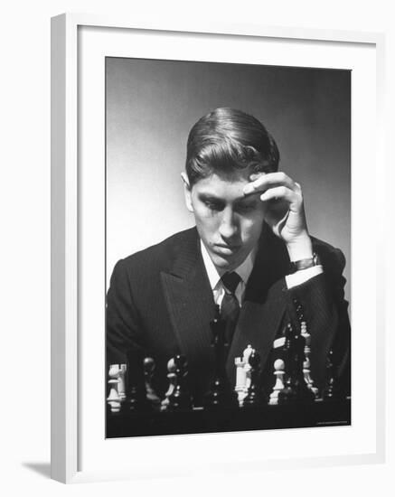 American Chess Champion Robert J. Fisher Playing a Match-Carl Mydans-Framed Premium Photographic Print
